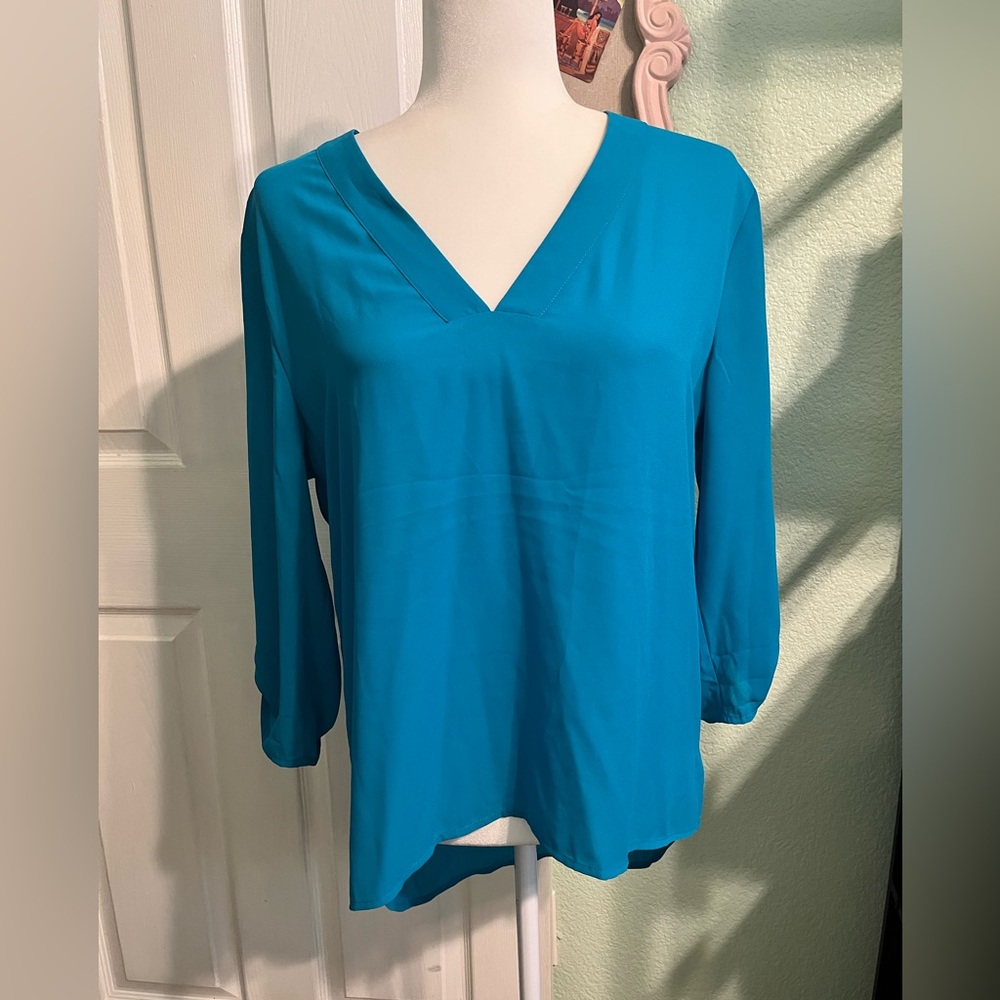 Express Vibrant Blue V-Neck Blouse, NWT
